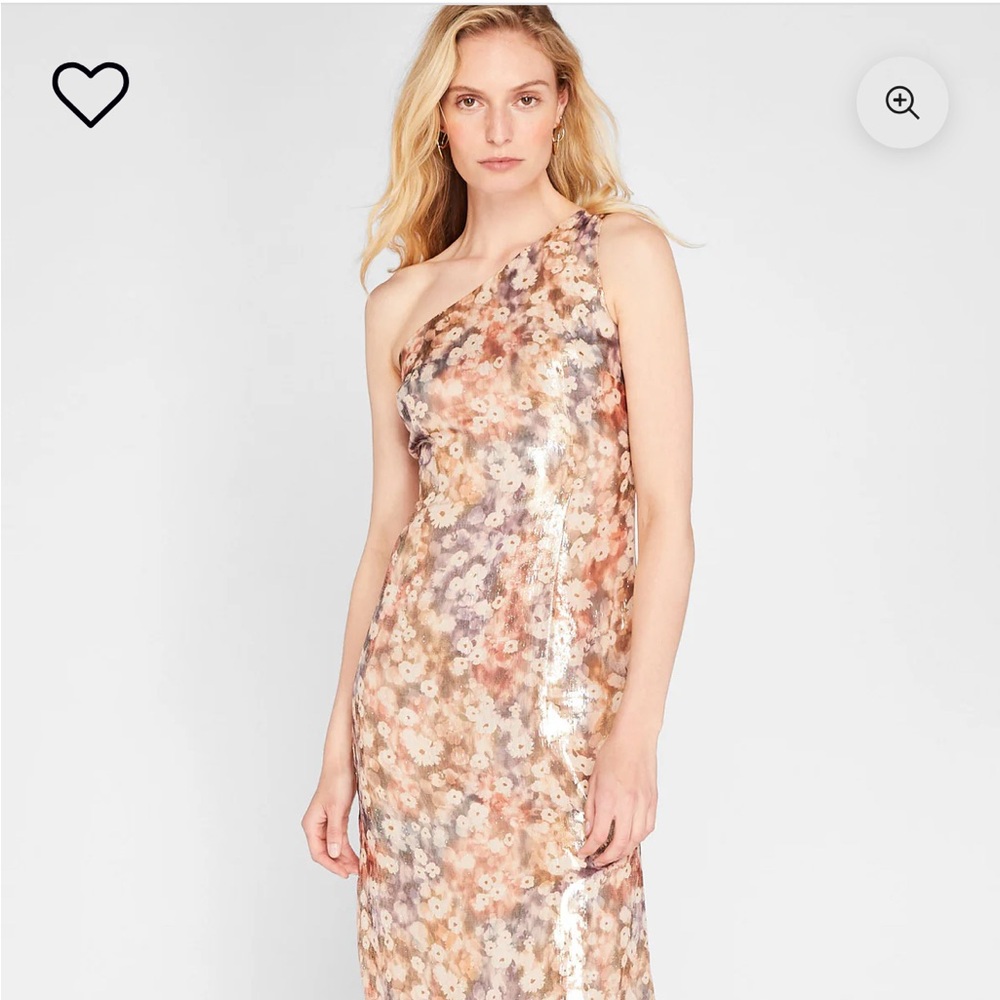 Club Monaco Floral One-Shoulder Midi Dress